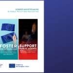 imagem com plantas e texto raise awaness, outra com bandeiras da UE, texto foster integration, outra com mulher de costas, texto, sipport puvlic agents