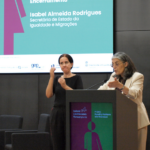 Fotografia da intervenção da Secretária de Estado da Igualdade e Migrações