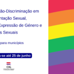 Título da notícia ao lado de imagem com as cores da bandeira arco-íris. logótipo da CIG