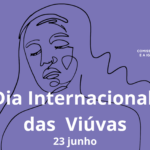 dia interncaional das viúvas 23 junho logótipo cig silhueta de desenho de mulher triste