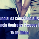 Casal de pessoas de idade com mãos dadas e vistos de costas