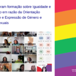 Título da notícia com fotografia do grupo em formação online